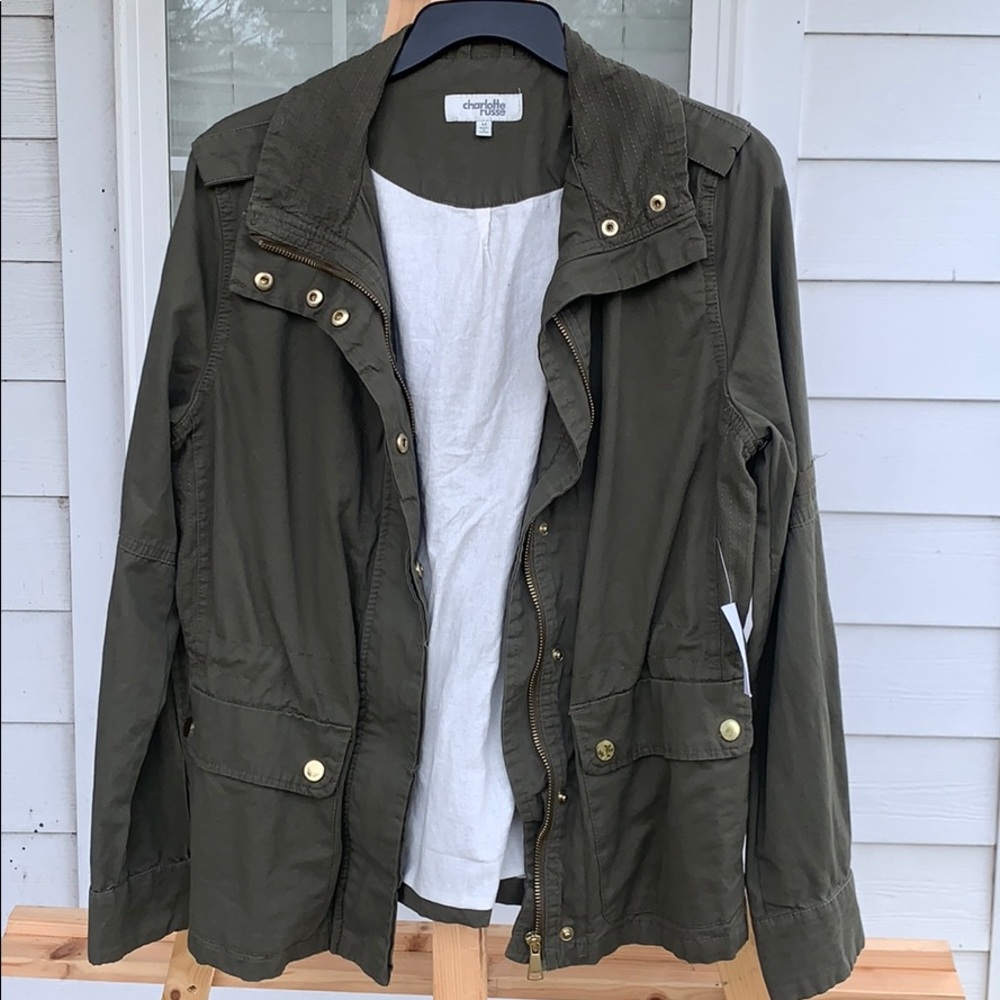 Charlotte Russe olive green utility cargo jacket